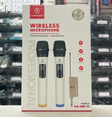 Kit 2 Microfone sem fio Kapbom Branco ka87