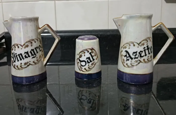 Galheteiro Antigo *Anos 70* Vinagre Sal Azeite 