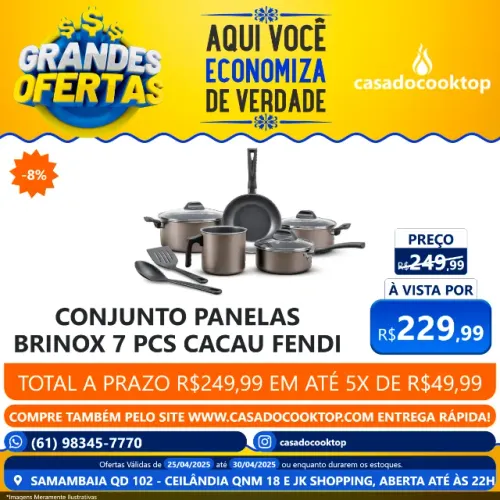 CONJUNTO PANELAS BRINOX 7 PCS CACAU FENDI