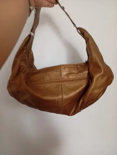 Bolsa cor ouro velho de couro legítimo