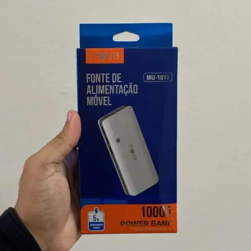 CARREGADOR PORTATIL 10.000MAH 3 PORTAS USB 1 LUZ LANTERNA LED