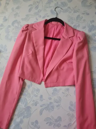 Casaco Cropped Rosa Feminino