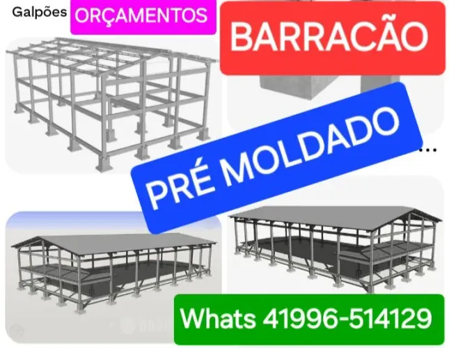 Galpões pré-moldados e barracões orçamentos whats 41996-514129 
