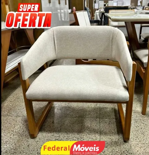 Poltrona em Linho Bege 72cm de Largura - Super Oferta!