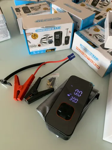 Compressor de Ar, Auxiliar de Partida Power Bank Lanterna