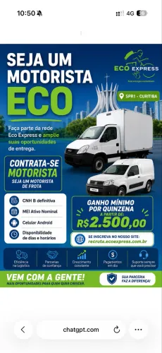 Seja um motorista da nossa frota