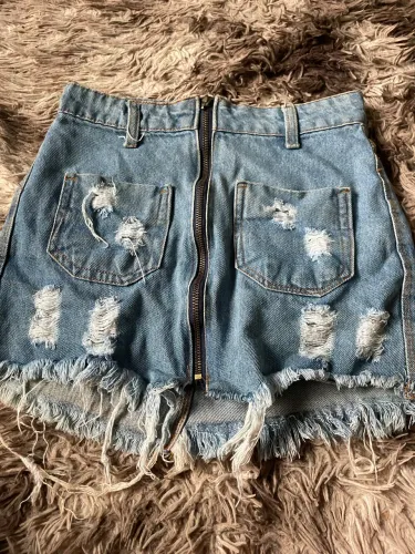 Saia Jeans Destroyed Feminina
