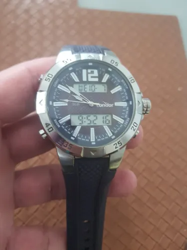 Relógio lindo analógico e digital pulseira azul