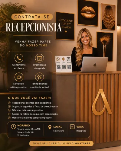 Vaga: Recepcionista - Salão Aura Beleza & Estética
