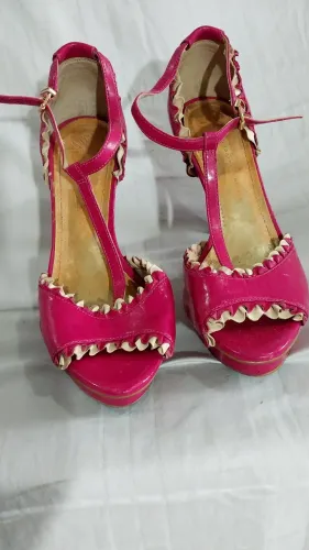 sandália vintage colcci meia pata rosa pink 38