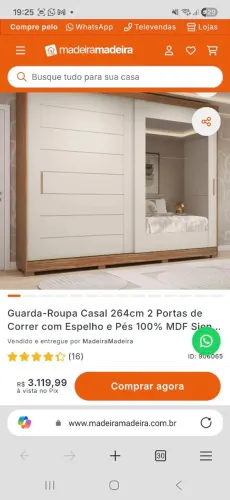 Guarda-roupa Casal 2,64m grande NOVO
