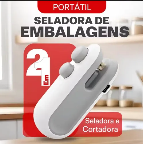 Mini Máquina Seladora Portátil 2 Em 1 Saco Plástico Embalagen Carregamento Usb Elétrica