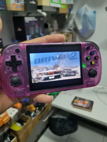 Console Portátil Retrô R36H Pro Max 64GB - Cor Roxo Transparente + Milhares de Jogos 