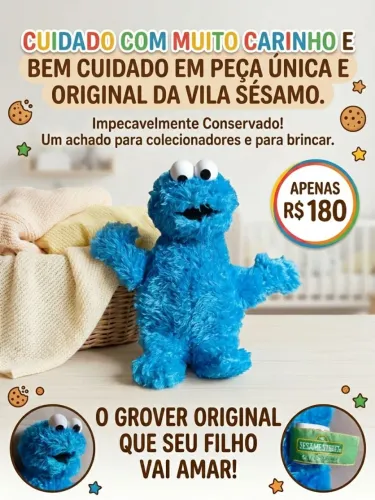 Pelúcia da Vila Sésamo - Cookie Monster Impecável