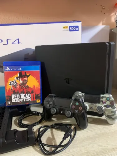Ps4 Slim 500 Gb Semi Novo 2 Controles 1 Jogo