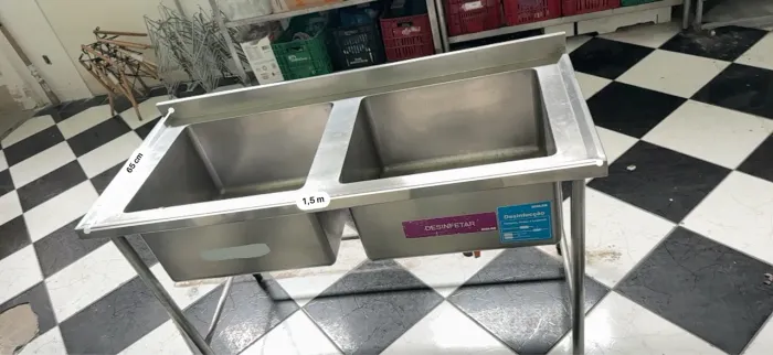 Pia 2 Cubas Industrial Inox
