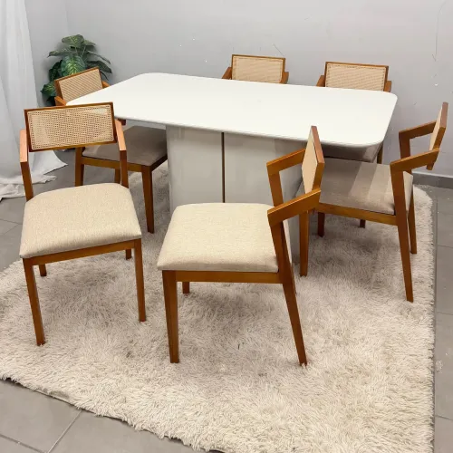 mesa de jantar serena 160x90 e 6 cadeiras berlim- FRETE GRATIS / ENTREGA HOJE!! 