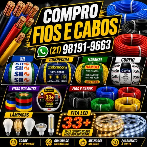 Compramos Rolos de fios , lâmpadas,  e fitas isolantes
