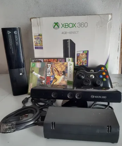 Xbox 360 Original de Fábrica 2 Controles + Kinect + 2 Jogos Com Nota Fiscal 