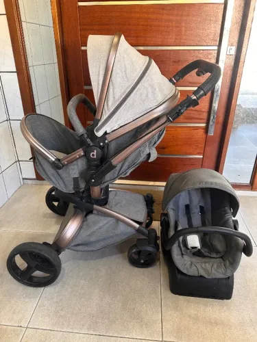 Carrinho de Bebê Galzerano Dzieco Vulkan 360 Cinza | Berço, Moisés e Giro 360° | Parcelo e