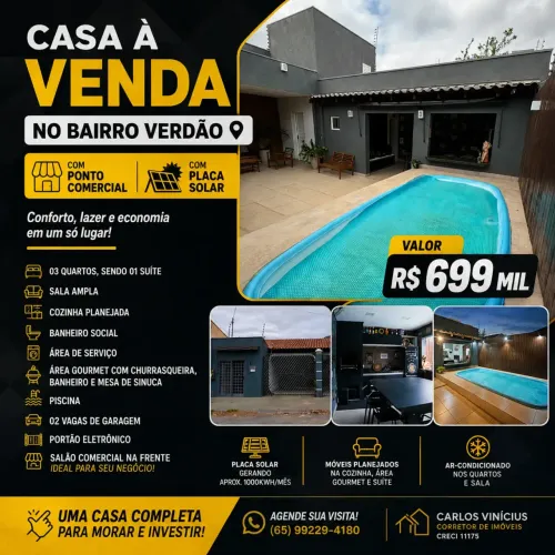 Imóvel para venda possui 168 metros quadrados com 3 quartos em Cidade Alta - Cuiabá - MT