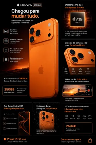 IPHONE 17 PRO MAX 256GB - LARANJA TITÂNIO