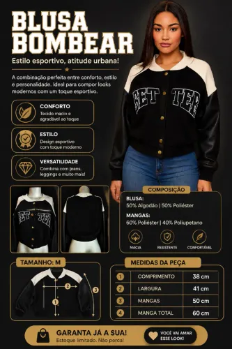 Blusa Bombear, Estilo Esportivo,em atitude