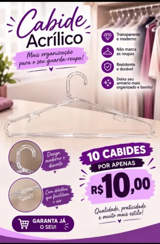 Vendo cabides acrílico