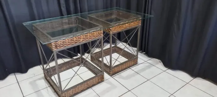Conjunto de Base para Mesa em Ratam com vidro