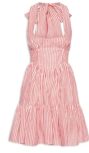 Vestido Farm Curto Listra Palmas Vermelho Pitanga - GG