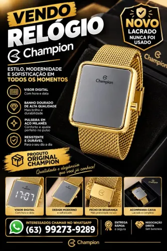 Relógio feminino digital dourado