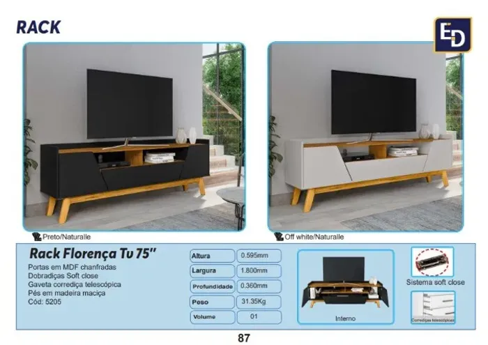 Rack Florença cor Preto