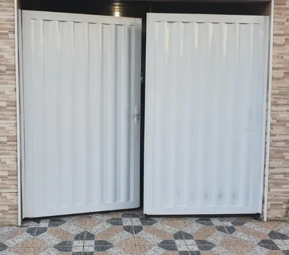 Portão garagem aço branco ou preto completo