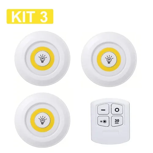 6 Lâmpadas luz noturna, com sensor led, carregamento baterias, com controle remoto 