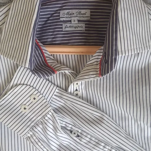 camisa social main street listrada algodão slim tam 3