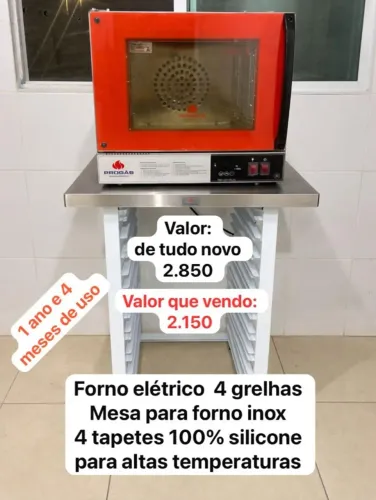 Forno turbo elétrico fast oven Progas PRP4P Vermelho 22OV