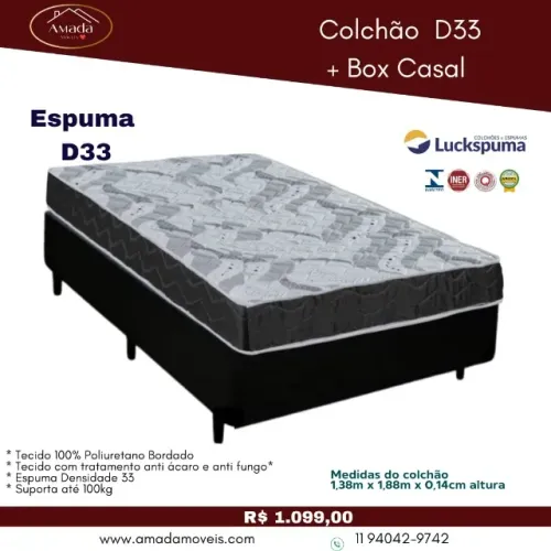 Colchão D33 + Box casal, a pronta entrega 