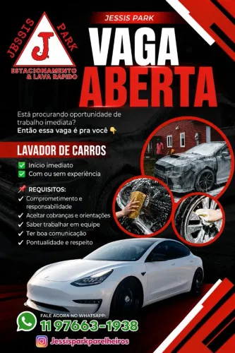 Vaga para ajudante Lava Rápido PARELHEIROS