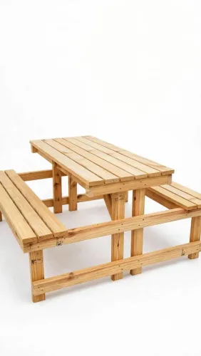 Mesa com bancos embutidos rústico