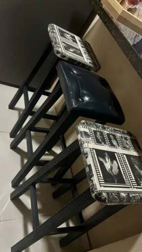 Conjunto com 3 Banquetas Retrô/Vintage - Estampadas e Pretas