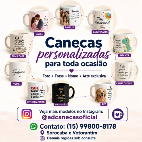Caneca Personalizada: frase, foto, arte, logo ou da forma que desejar