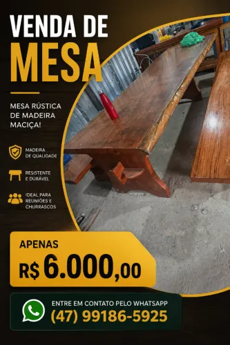 Mesa de madeira rústica