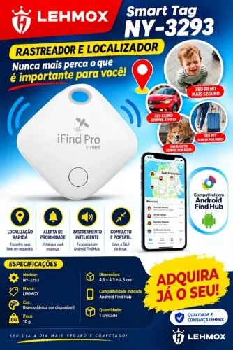 Rastreador Tag Lehmox Ny-3293 Compatível Android Find Hub