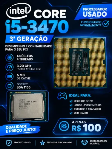 Intel Core i5-3470 3ª Geração | LGA 1155 | 3.20GHz | Funcionand