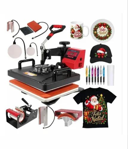 Prensa Térmica 8x1 Sublimação Caneca Camiseta Bones Pratos Cor Caneta E Long Drink