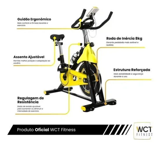 Bike Ergométrica Spinning praticamente nova - WCT Fitness - Roda inércia 8kg
