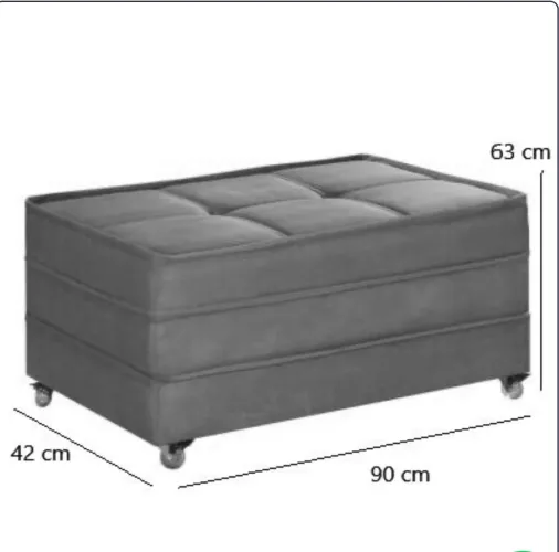 Puff cama solteiro dobrável com rodinhas