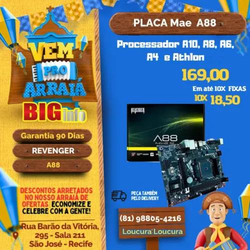 Placa Mãe Fm2/fm2 Séries Cp Clipset Amda68 A88 16gb Usb 3.0