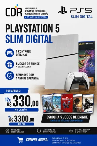 Playstation 5 Slim Digital Seminovo com 1 ano de garantia