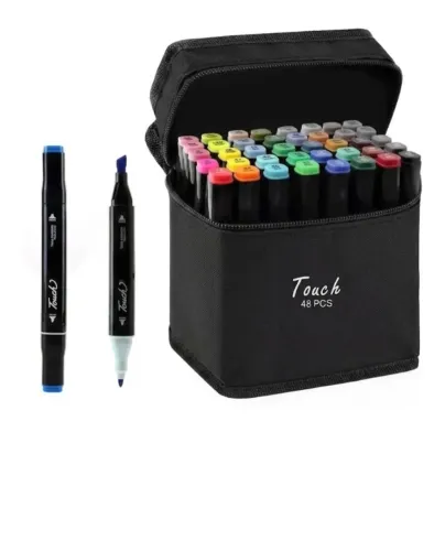 Kit Canetas Touch Ponta Dupla - 48 Cores